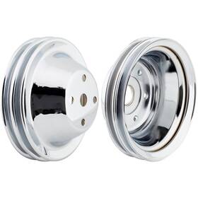 Speedway Motors 9108700 Chrome Double-groove Pulley Set Long Pump Fits Chevy Small Block