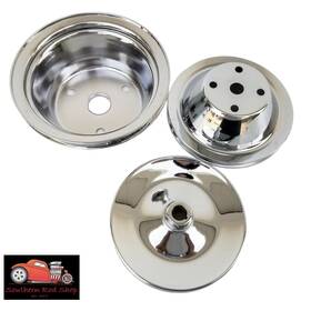 Srs K8954 K8955 K8948 Small Block Chevy Chrome Pulley Set Sbc 1 Groove Long Pump 283 305 327 350 400