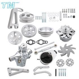 Techme17 881586 For Sbc Chevy Pulley Bracket Alternator Kit Power Steering Long Water Pump