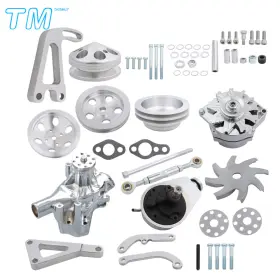 881586 Techme17 For Sbc Chevy Pulley Bracket Alternator Kit Power Steering Long Water Pump
