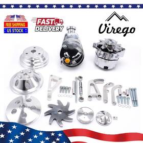 Virego Si-at91001 Long Water Pump Pulley Kit For Chevy Sbc With Power Steering And Alternator