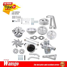 Wansgo Wg4799746 Alternator Power Steering Long Water Pump Sbc For Chevy Alum Pulley&bracket Kit