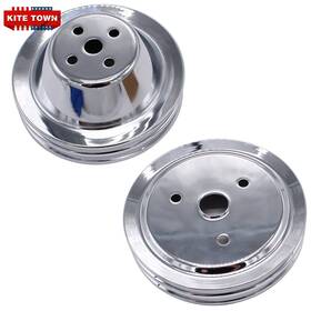 Wfyb Bp-780-2sbc Chrome Steel Short Water Pump 2 Groove Pulley Kit For Small Block Chevy Sbc 350