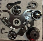 Chevy Bbc 454 Aluminum Complete Serpentine Engine Pulley Kit Black Used. Price: $563.91.